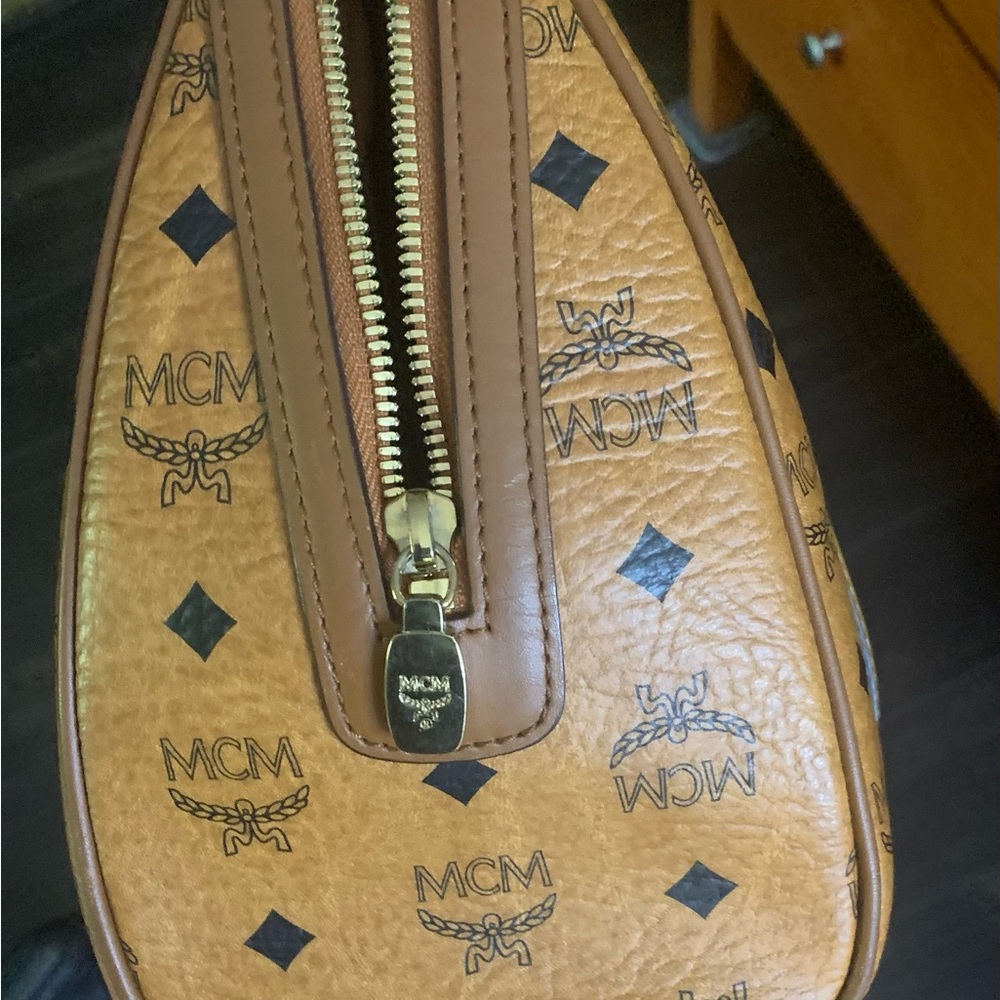 MCM Cognac Brown Visetos Dome Satchel with Gold Hardware - Picture 8 of 11